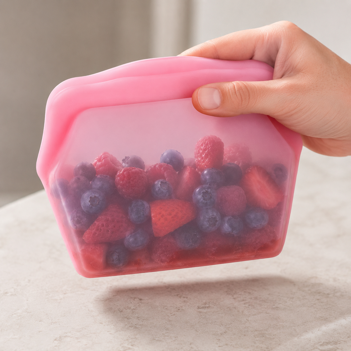 Stand-Up Food-Grade Silicone Storage Bag, 4-Cup