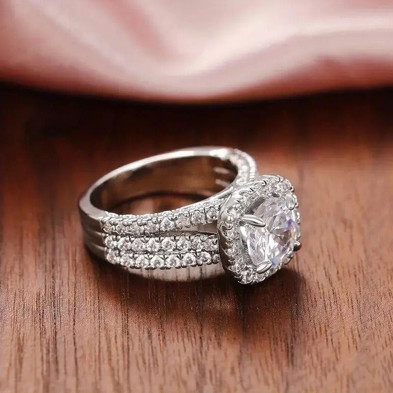 Triple-Band Halo Statement Ring