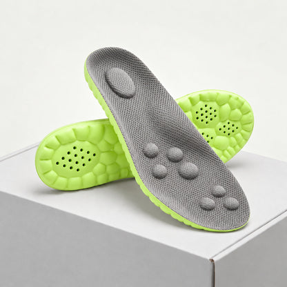 Green shoe insole with cushioned underside