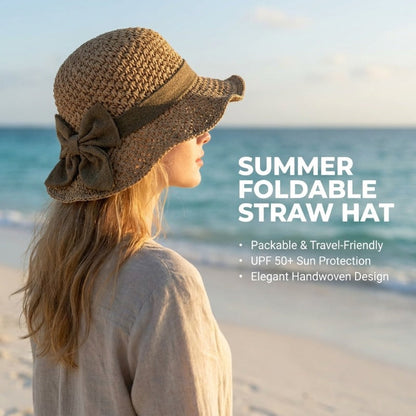 Elegant Bow Straw Hat