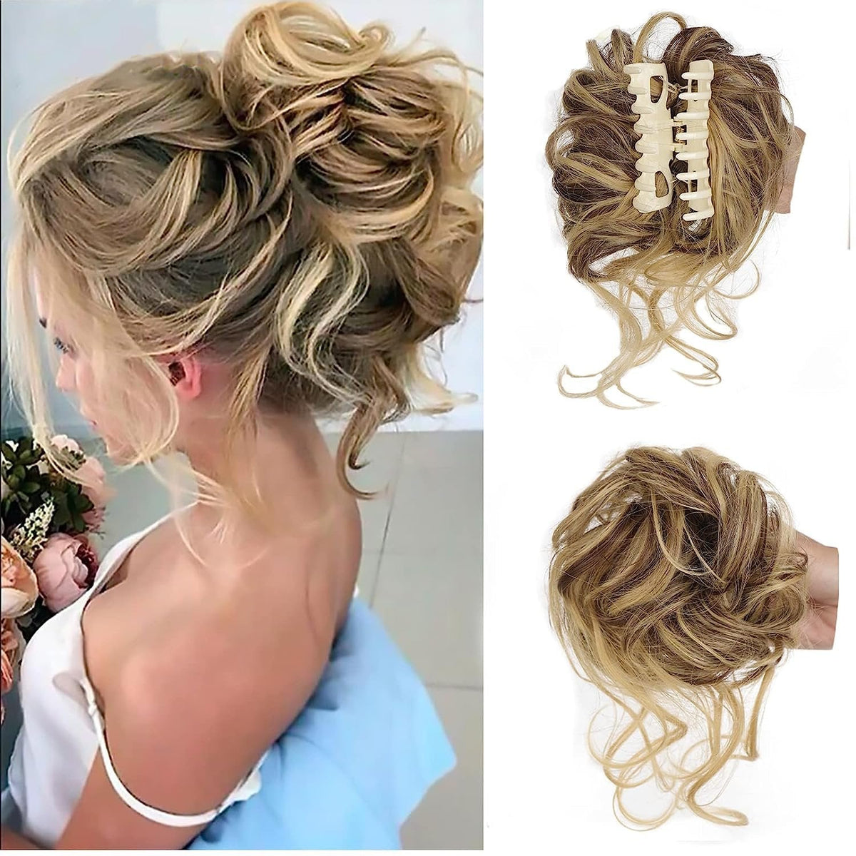 Curly Bun Hair Claw Clips
