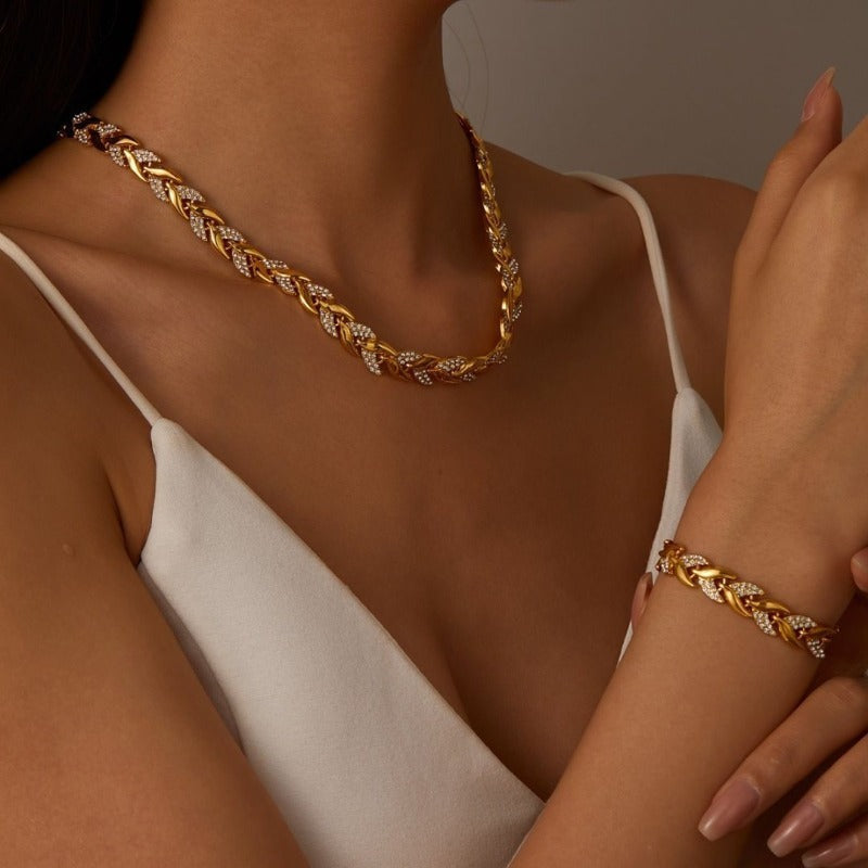 Elegant Crystal Chain Jewelry Set